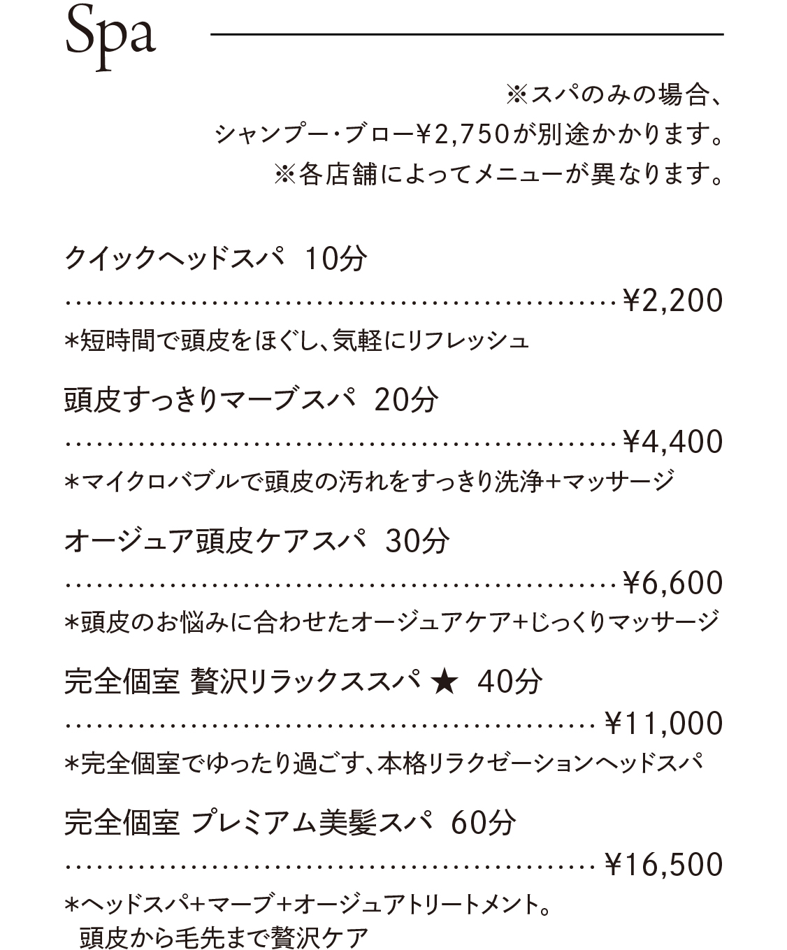 スパメニュー